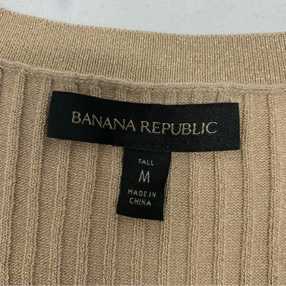 Express Ribbed Knit Midi Dress Medium Tall ‎ Gold Metallic Sparkle Sleeveless - Picture 8 of 10